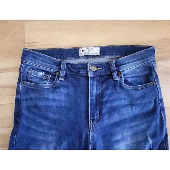 Free People Great Heights Frayed Jeans Medium Wash Distressed Size 27 - Picture 3 of 10